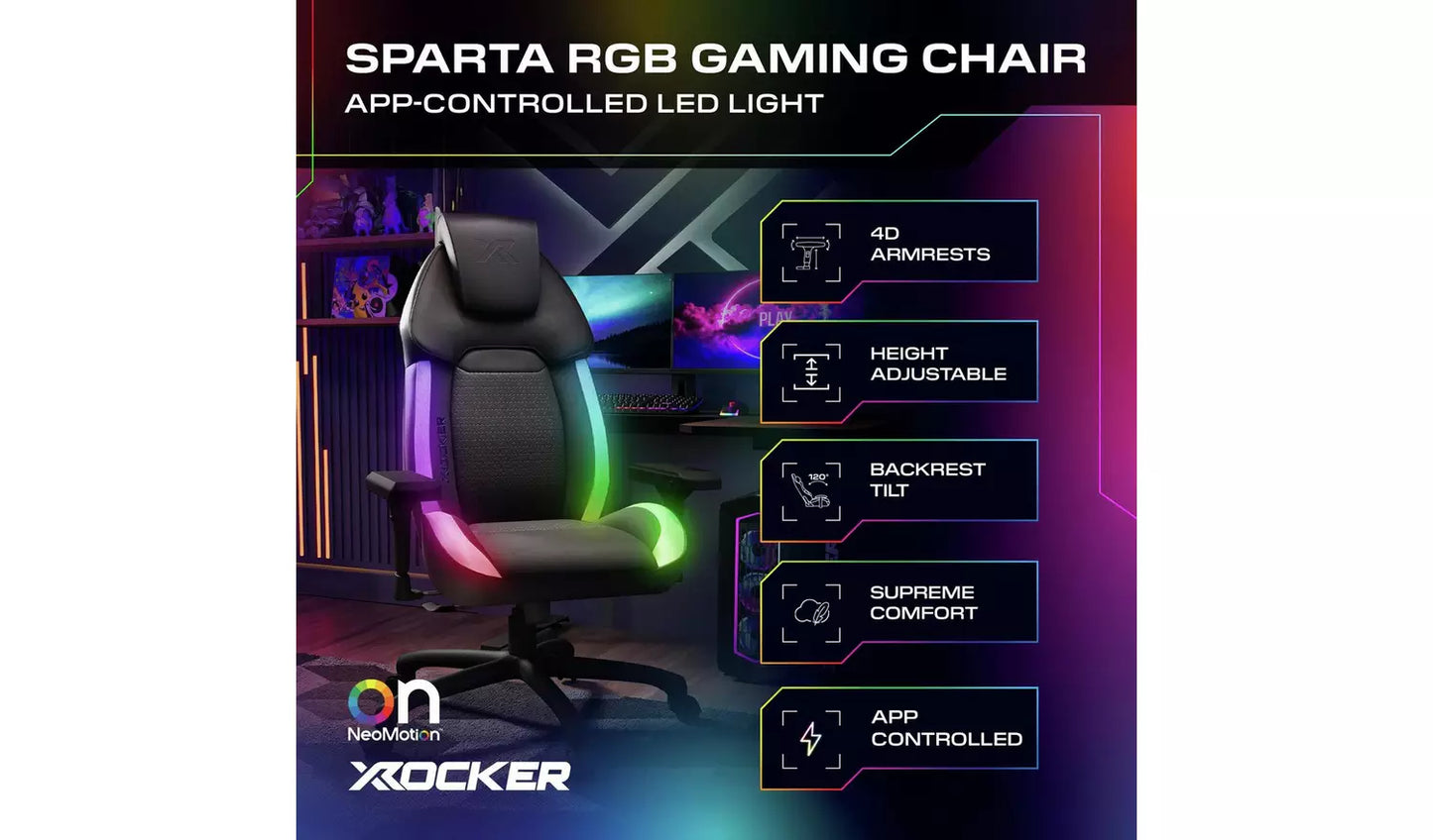 X Rocker Sparta RGB Gaming Chair - Black