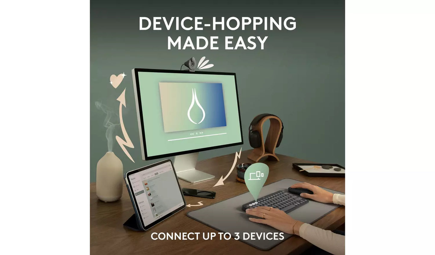 Logitech Pebble Keys 2 K380S Wireless Keyboard – Graphite