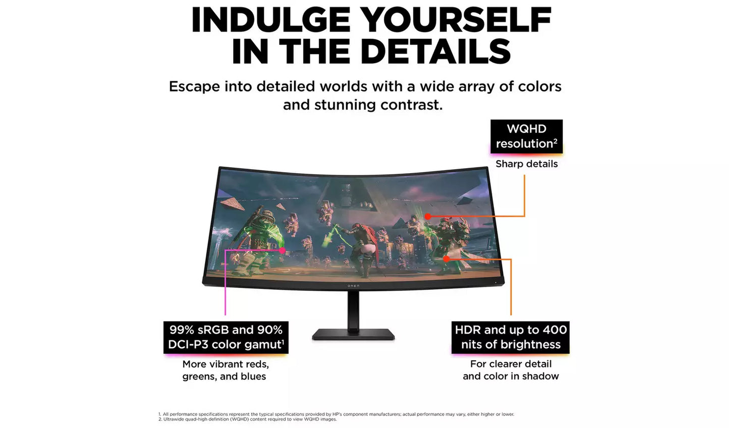 HP Omen 34c Inch 165Hz WQHD Curved Gaming Monitor