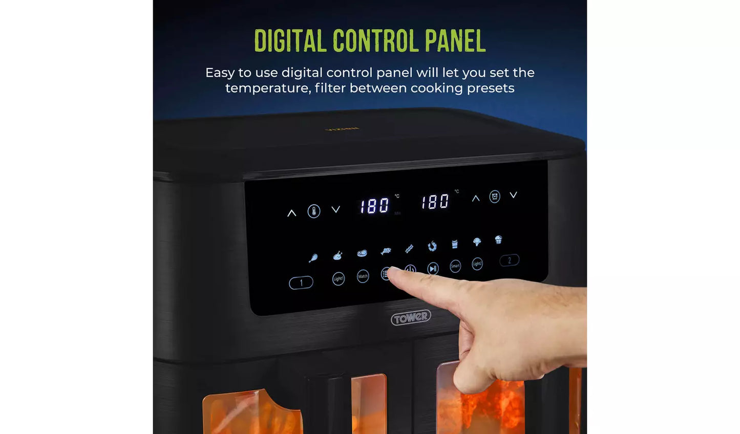 Tower T17151 Vortx Dual Basket 8L Air Fryer - Black
