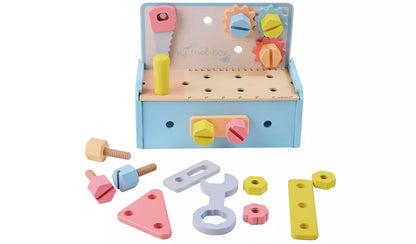 Chad Valley Wooden Tool Box-Blue