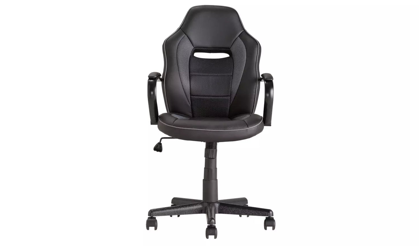 Home Faux Leather Mid Back Gaming Chair - Black