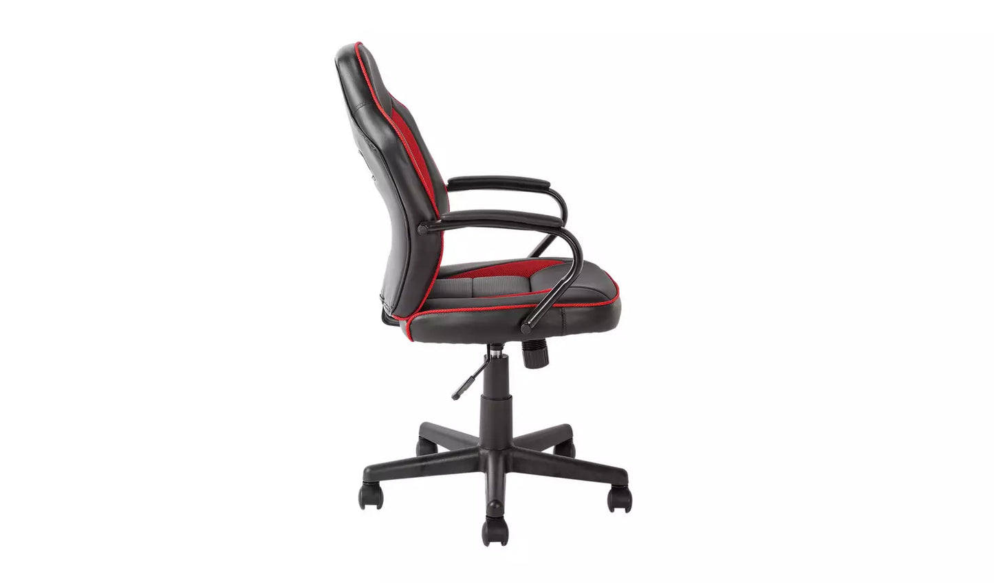 Home Faux Leather Mid Back Gaming Chair - Red & Black