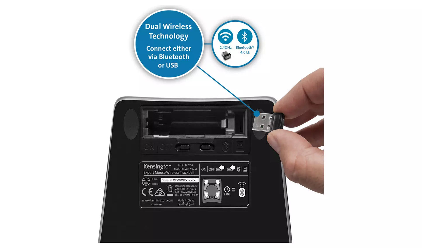 Kensington Expert Trackball Wireless Mouse - Black