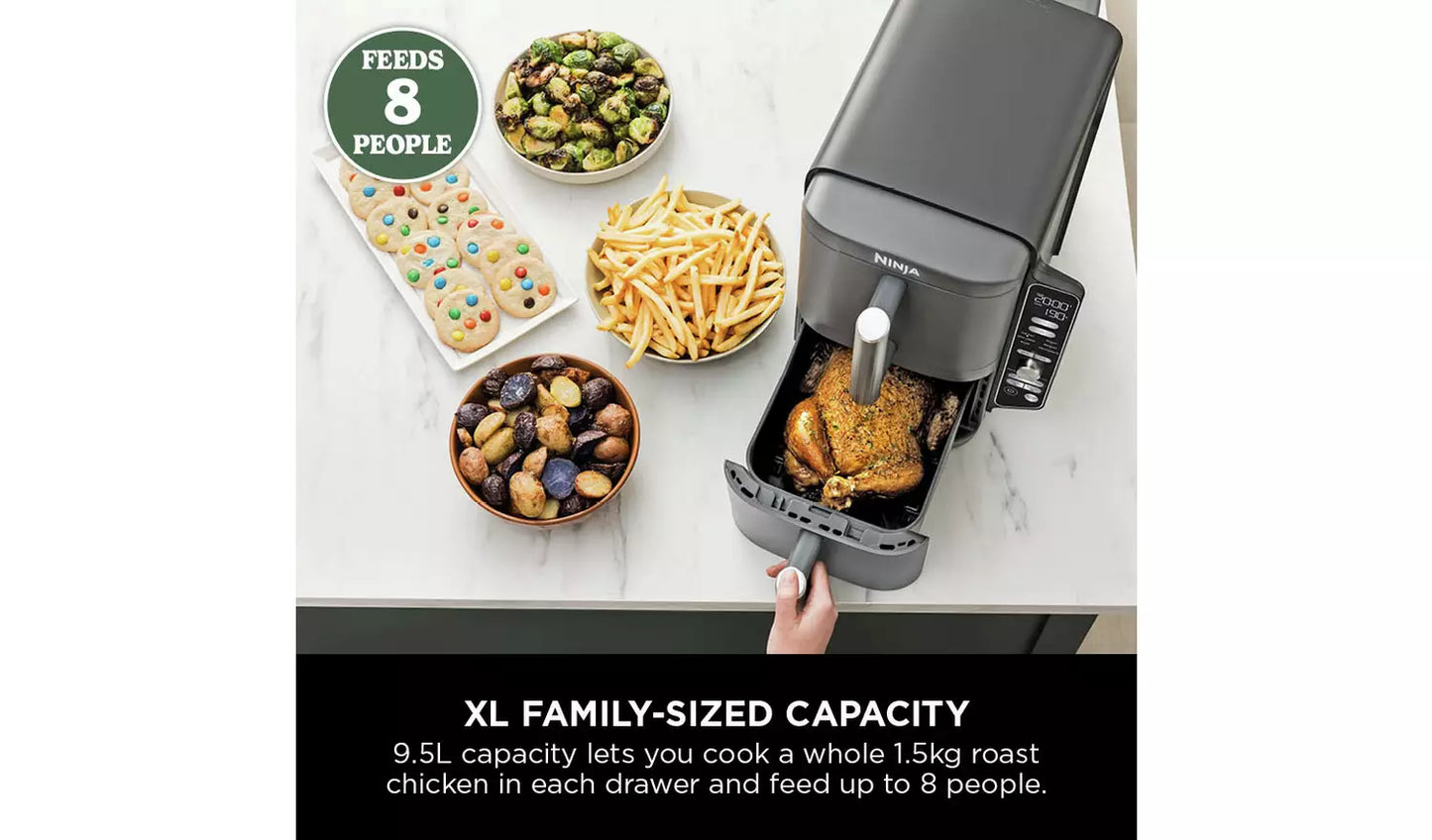Ninja Double Stack XL SL400UK 9.5L Air Fryer - Grey