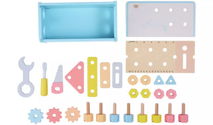 Chad Valley Wooden Tool Box-Blue