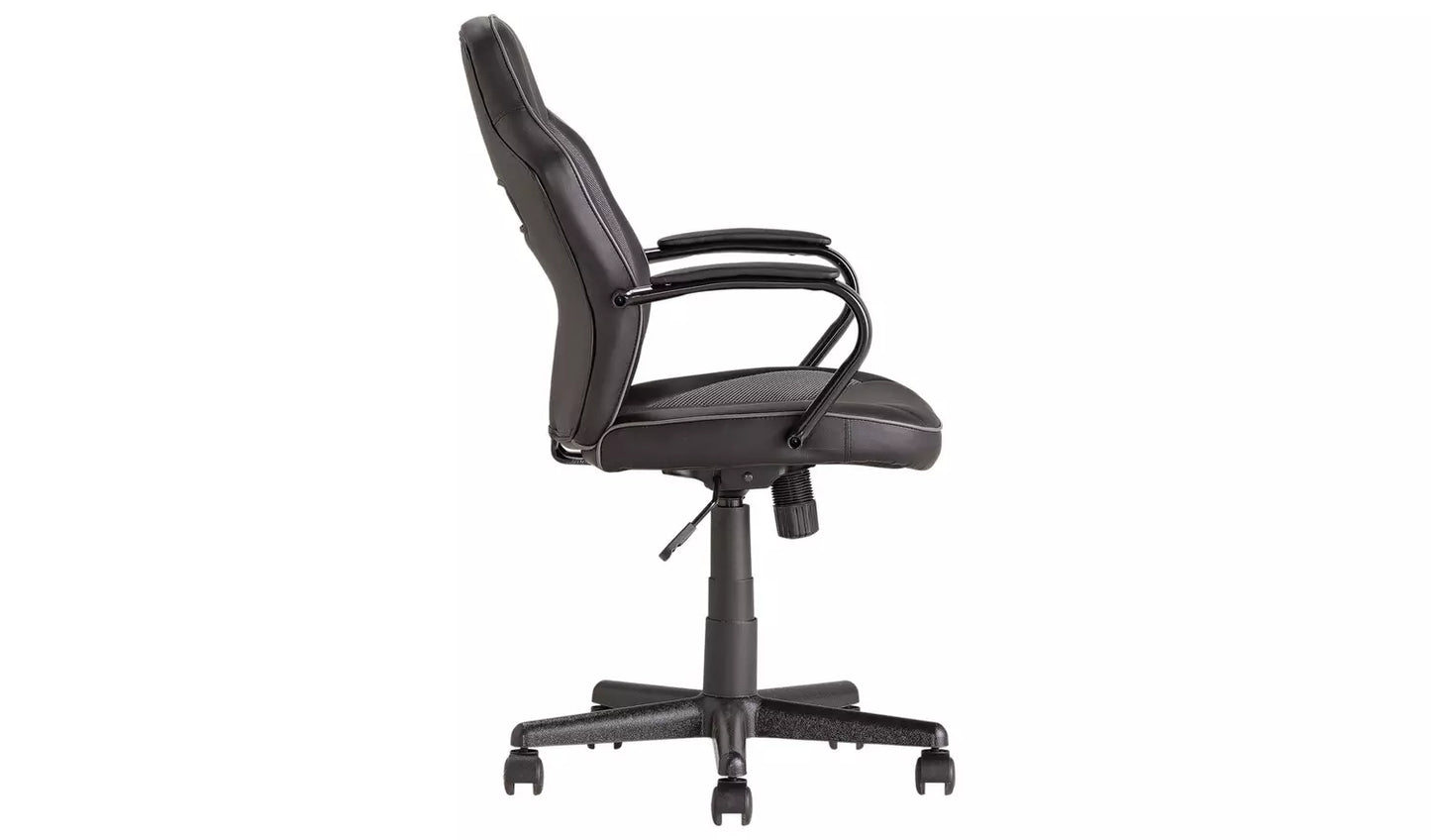 Home Faux Leather Mid Back Gaming Chair - Black