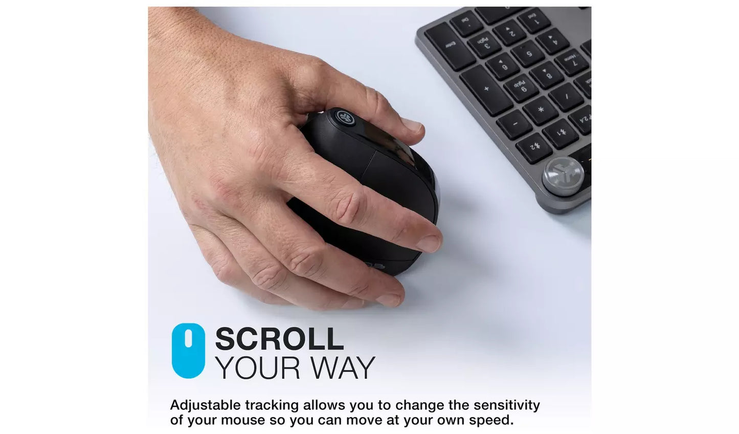 JLab JBud Wireless Bluetooth Ergonomic Mouse - Black