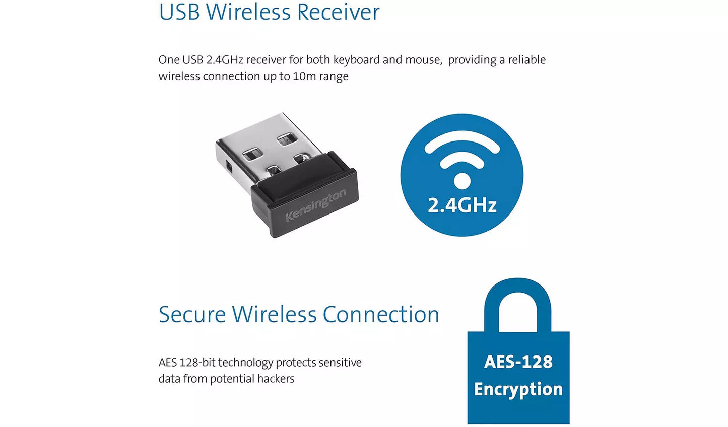 Kensington K75230UK Wireless Mouse and Keyboard - Black