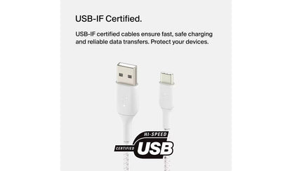 Belkin Braided USB-C to USB-A 1m Cable - White