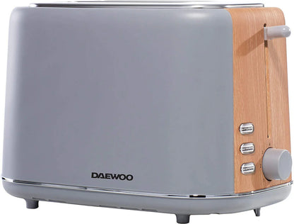 Daewoo Stockholm 2 Slice Toaster with Wood Effect - Grey