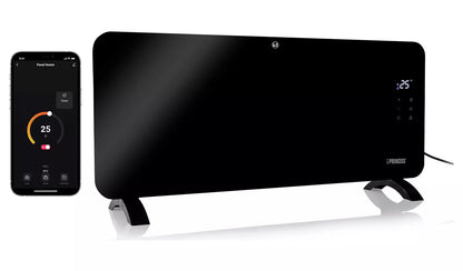 Princess 2kW Smart Glass Panel Heater - Black