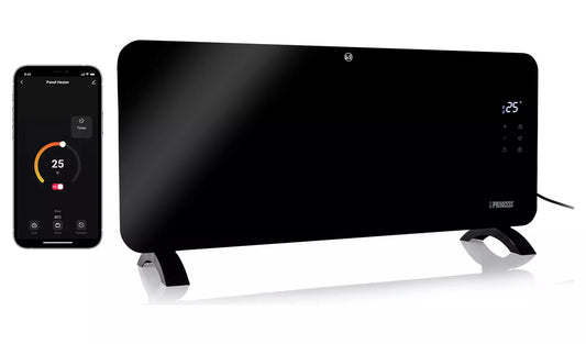 Princess 2kW Smart Glass Panel Heater - Black