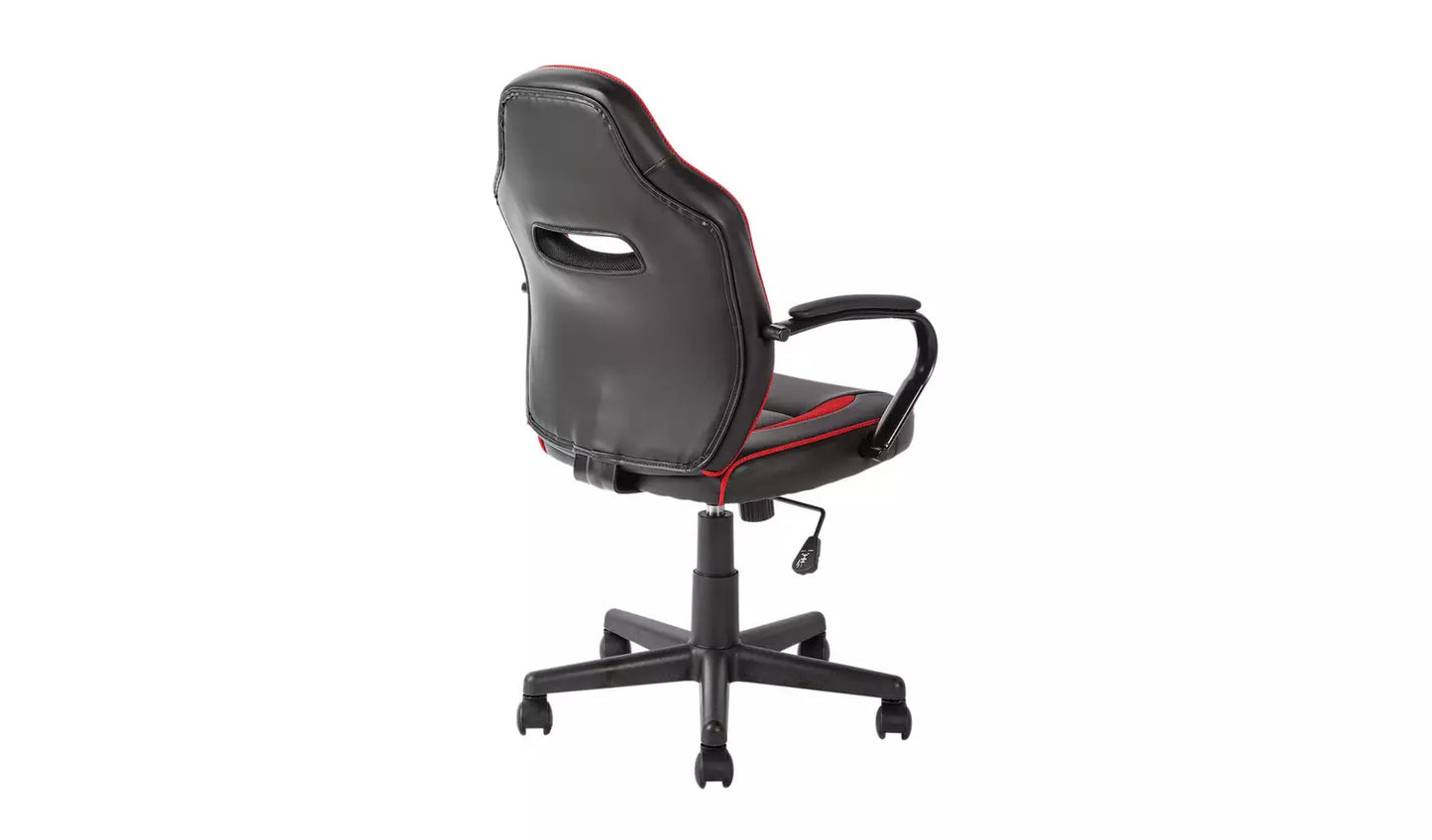 Home Faux Leather Mid Back Gaming Chair - Red & Black