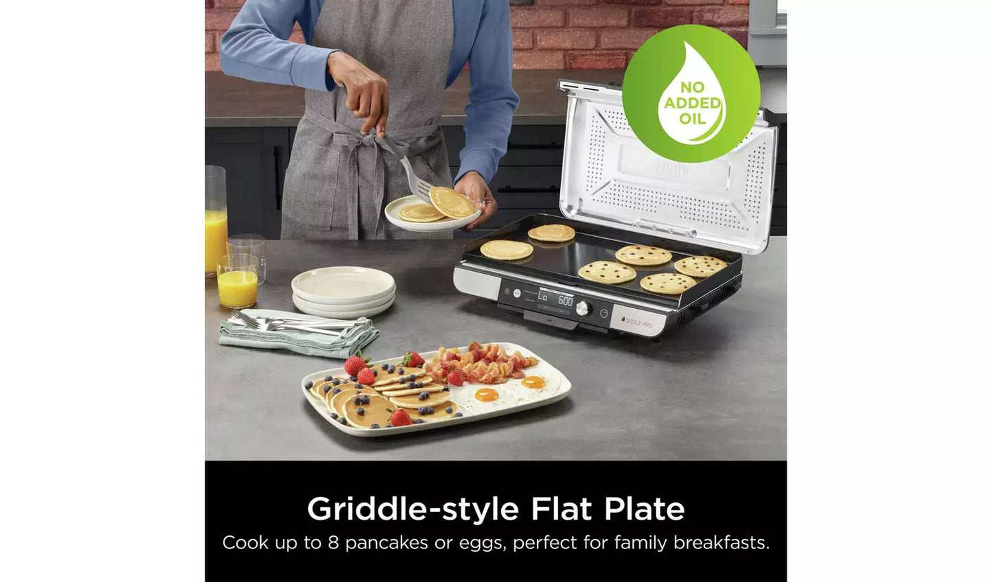 Ninja GX101UK Sizzle Pro XL Health Grill & Flat Plate