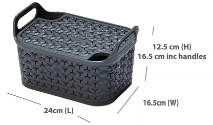 Strata Urban 3 x 14L Plastic Storage Baskets with Lid-Grey