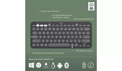 Logitech Pebble Keys 2 K380S Wireless Keyboard – Graphite