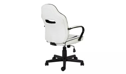 Home Faux Leather Mid Back Gaming Chair -White & Black