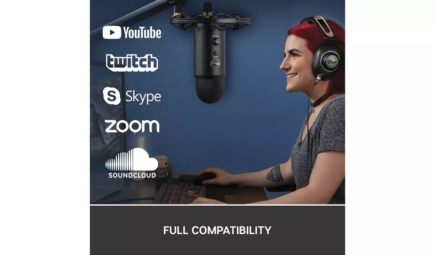 Blue Yeti USB Streaming Gaming Podcast PC Microphone - Black