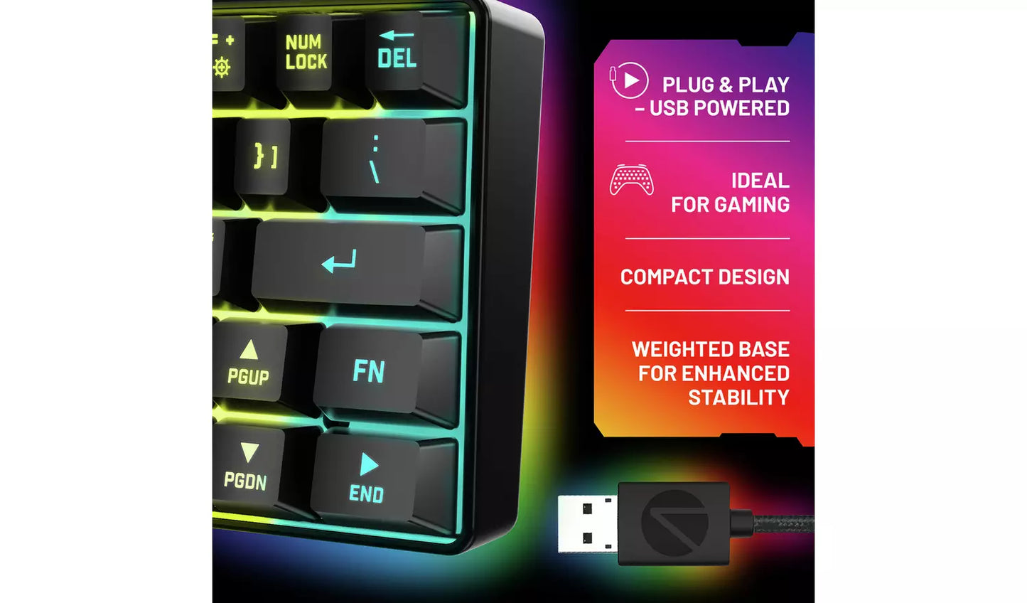 STEALTH Light-Up Mini Wired Keyboard - Black