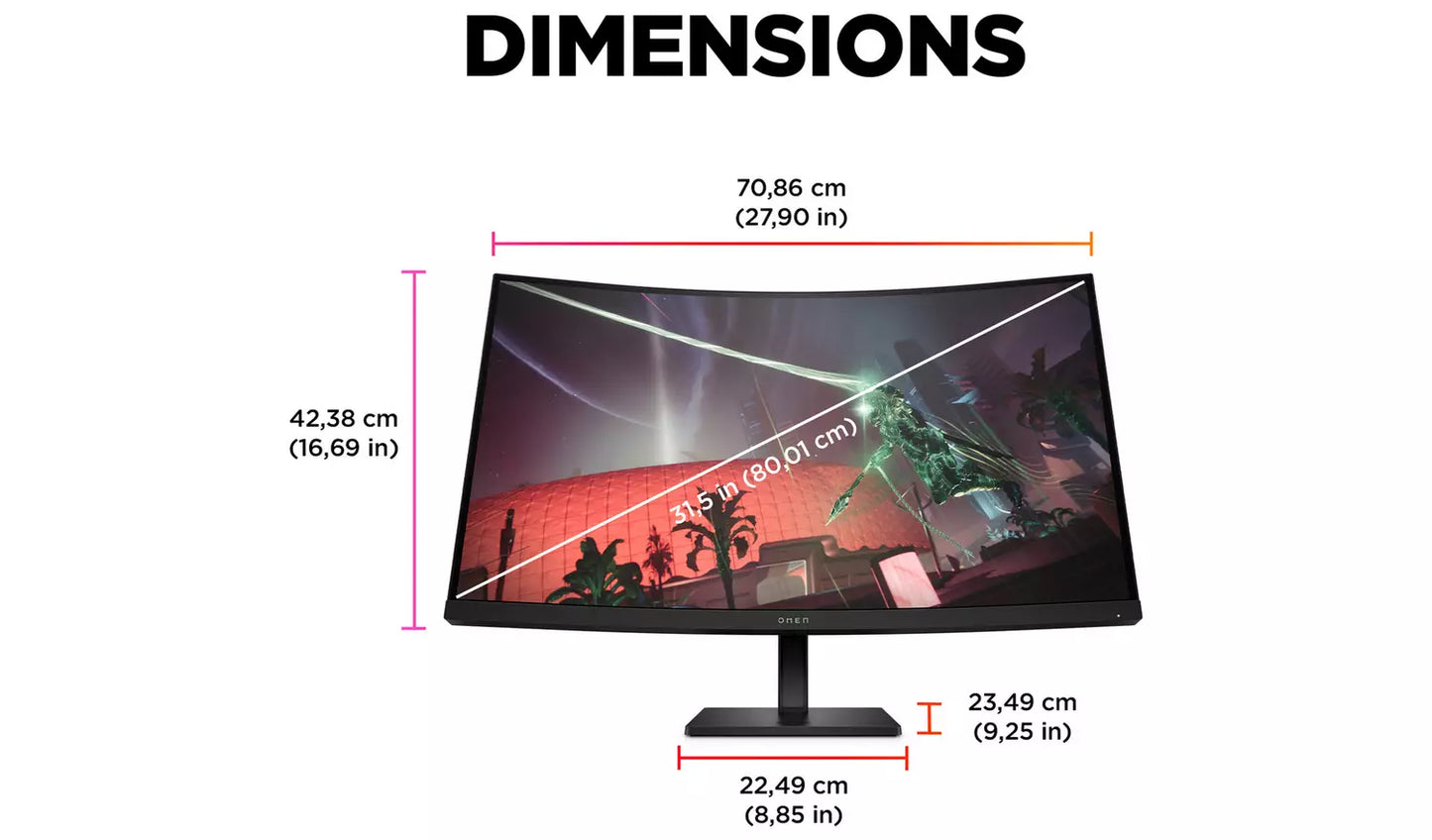 HP Omen 31.5 Inch 165Hz QHD Gaming Monitor