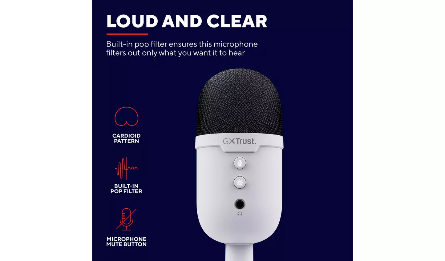 Trust GXT234 Yunix USB Gaming Microphone - White