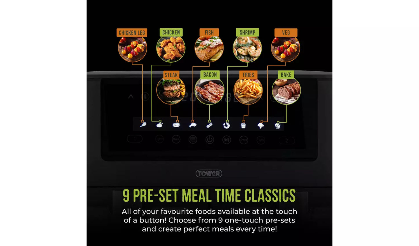 Tower T17151 Vortx Dual Basket 8L Air Fryer - Black