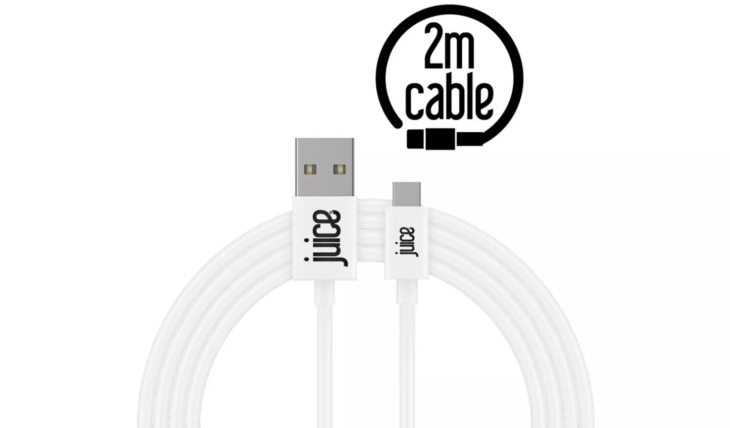 Juice USB to USB Type-C 2m Charging Cable - White