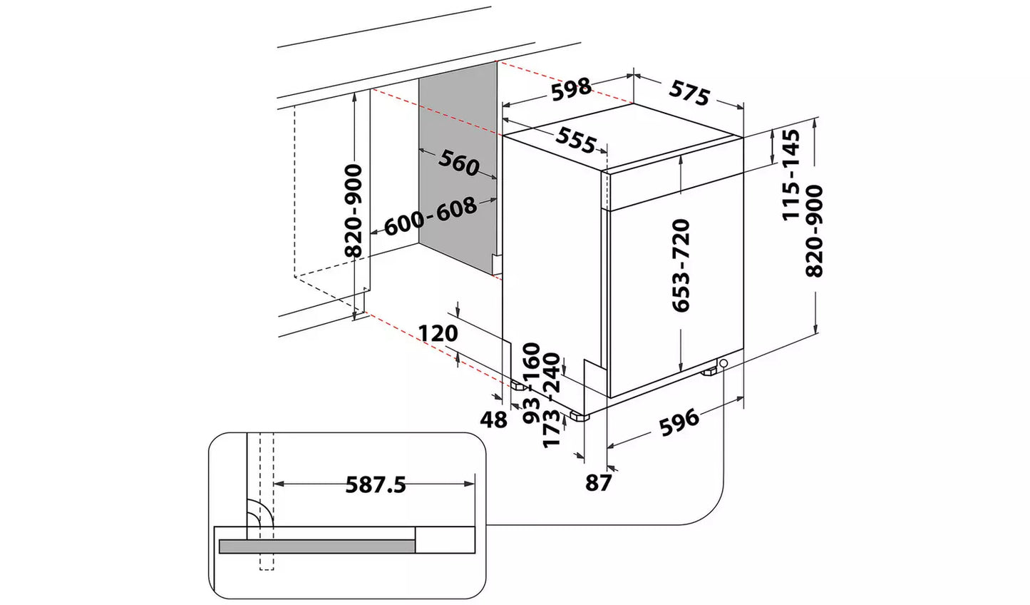 Hotpoint H3B L626BUK Full Size Semi-Integrated Dishwasher