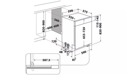 Hotpoint H3B L626BUK Full Size Semi-Integrated Dishwasher