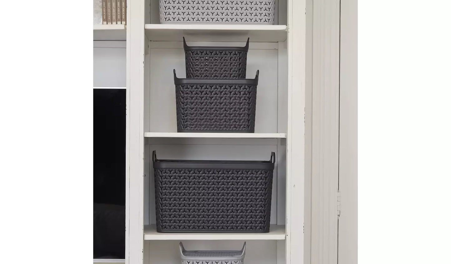 Strata Urban 3 x 14L Plastic Storage Baskets with Lid-Grey