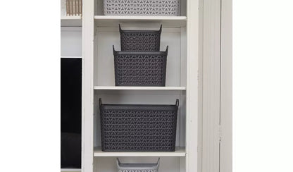 Strata Urban 3 x 14L Plastic Storage Baskets with Lid-Grey