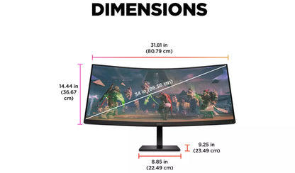 HP Omen 34c Inch 165Hz WQHD Curved Gaming Monitor
