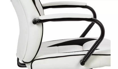 Home Faux Leather Mid Back Gaming Chair -White & Black