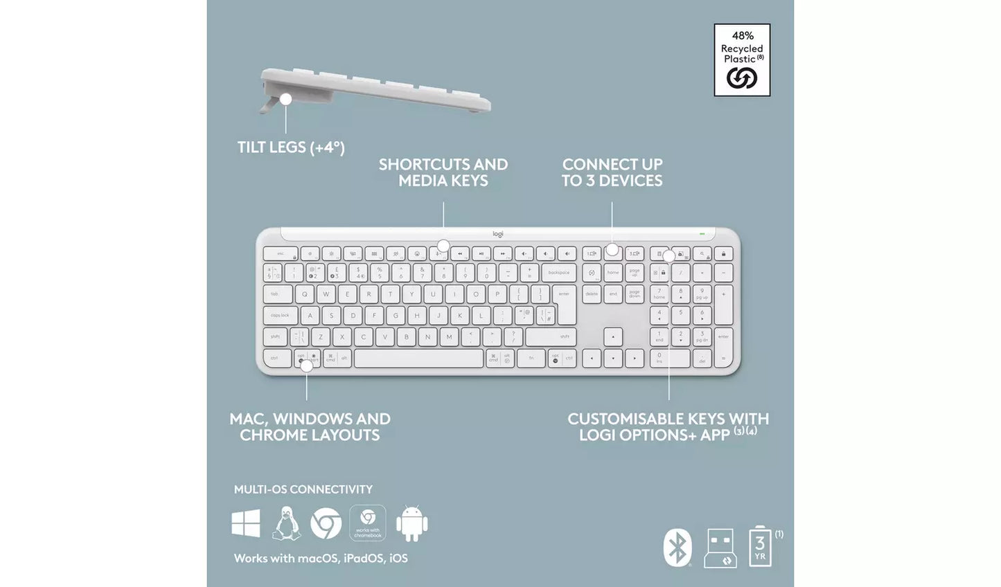 Logitech MK950 Signature Slim Keyboard and Mouse - Off White