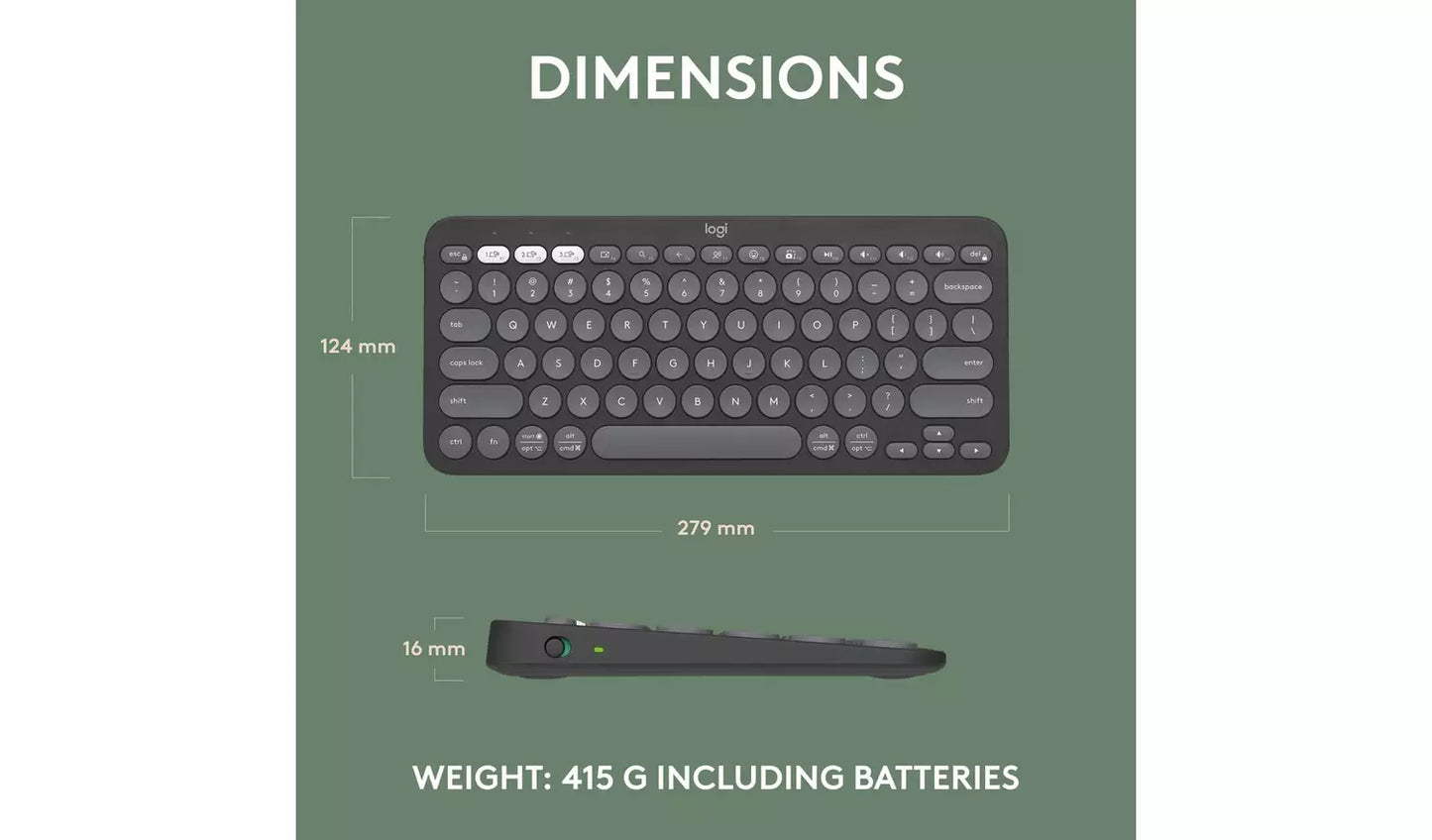 Logitech Pebble Keys 2 K380S Wireless Keyboard – Graphite