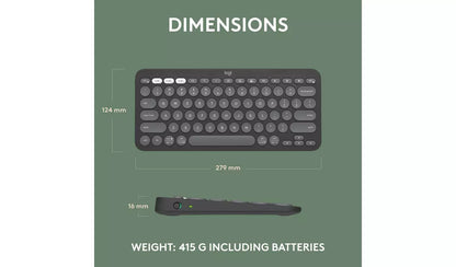 Logitech Pebble Keys 2 K380S Wireless Keyboard – Graphite