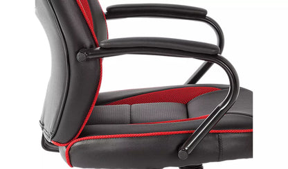 Home Faux Leather Mid Back Gaming Chair - Red & Black
