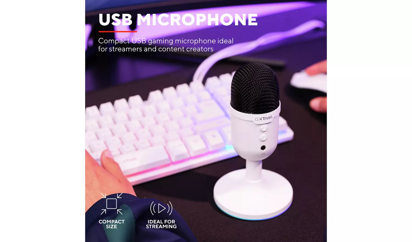 Trust GXT234 Yunix USB Gaming Microphone - White