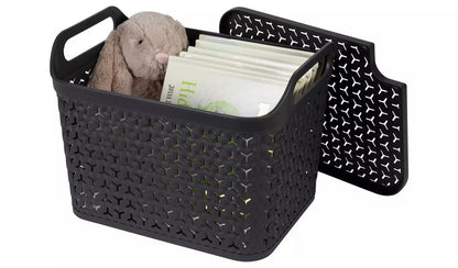 Strata Urban 3 x 14L Plastic Storage Baskets with Lid-Grey