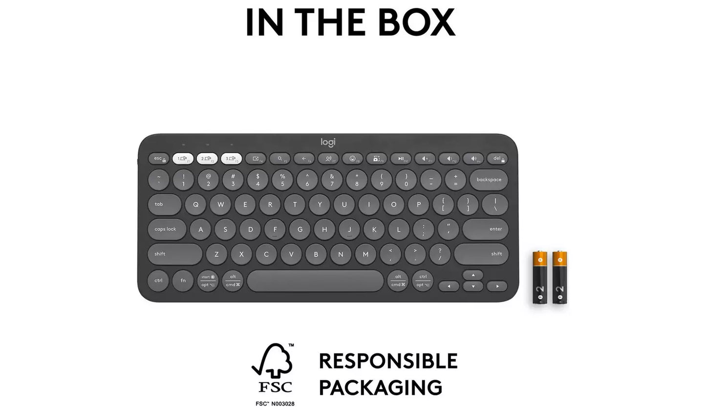 Logitech Pebble Keys 2 K380S Wireless Keyboard – Graphite