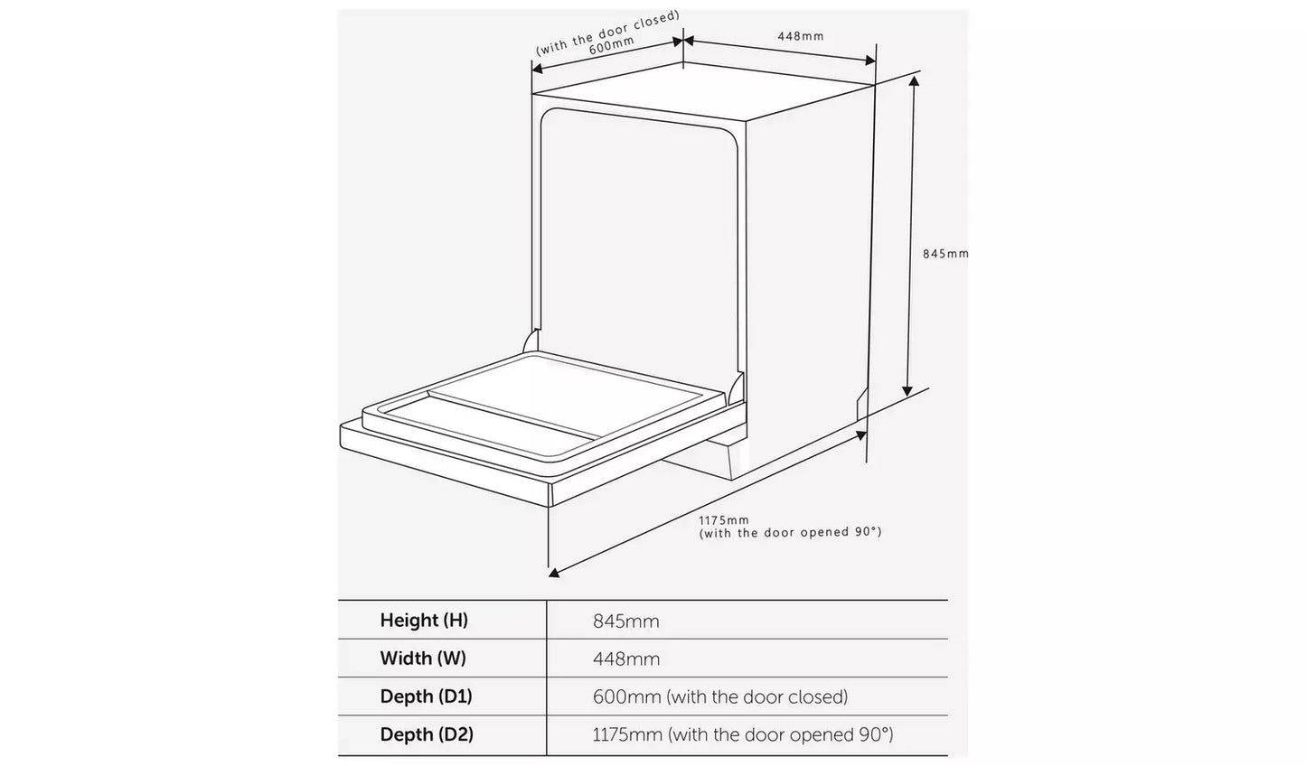 Bush DWSLE96W Slimline Dishwasher - White
