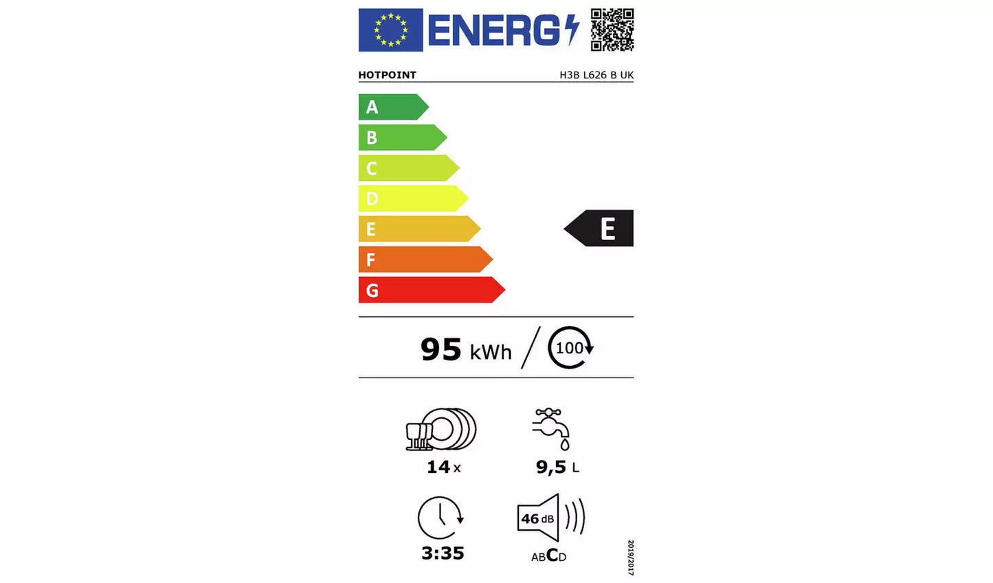 Hotpoint H3B L626BUK Full Size Semi-Integrated Dishwasher