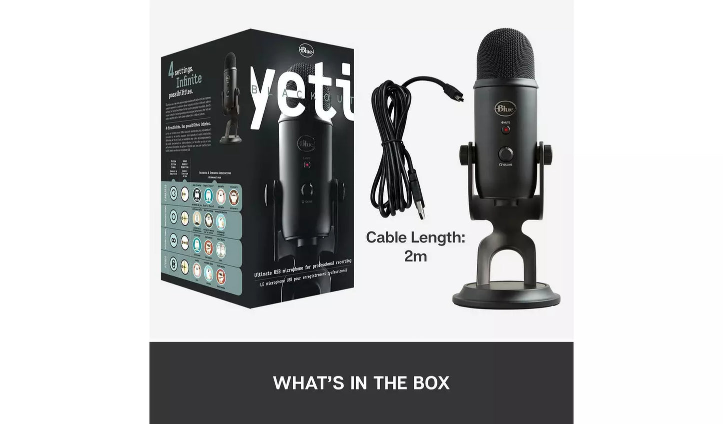 Blue Yeti USB Streaming Gaming Podcast PC Microphone - Black