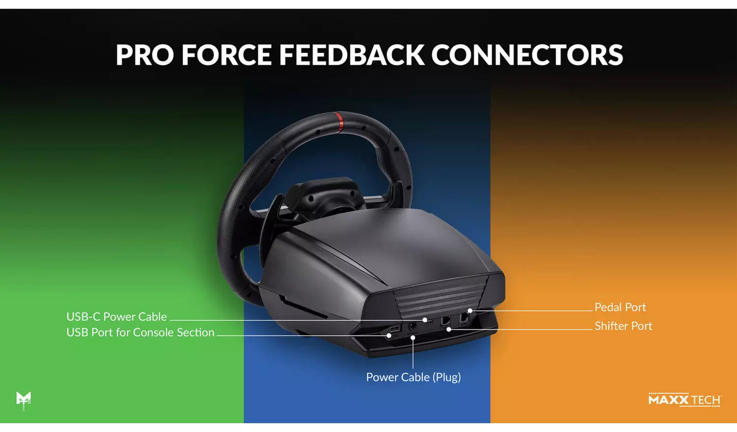 Maxx Tech Pro Force Feedback Racing Wheel Kit PC, Xbox & PS4