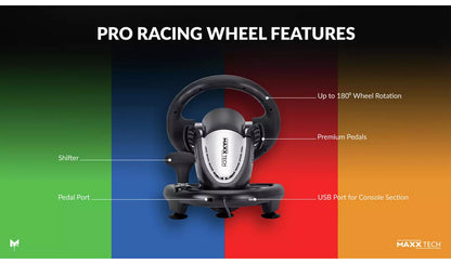 Maxx Tech Pro Racing Wheel Kit For PC, Xbox, PS4 & Switch
