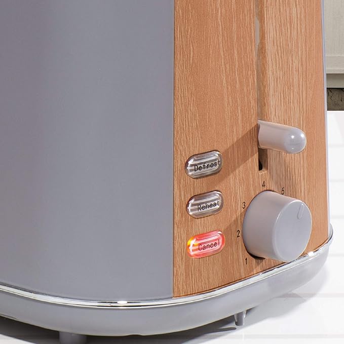Daewoo Stockholm 2 Slice Toaster with Wood Effect - Grey