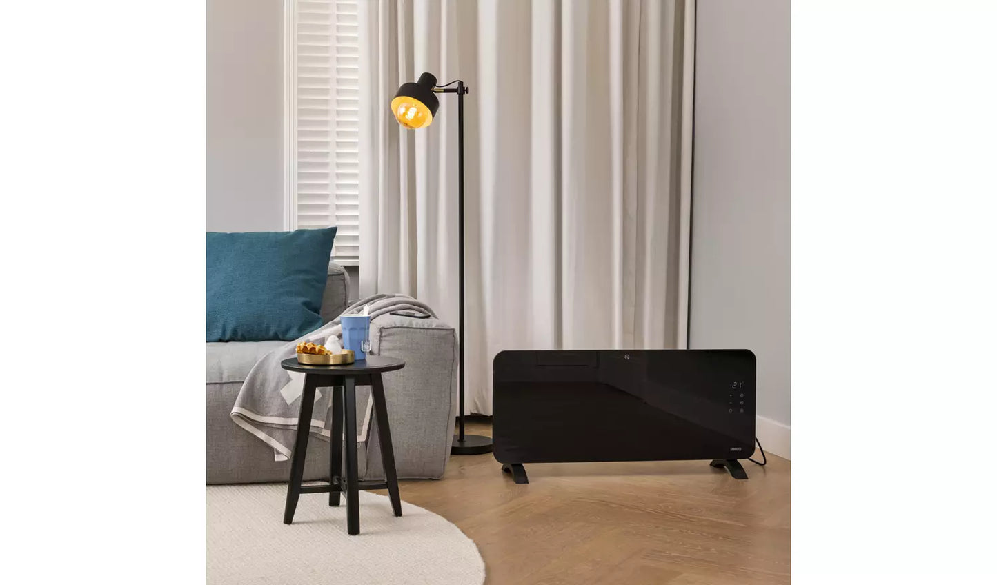 Princess 2kW Smart Glass Panel Heater - Black