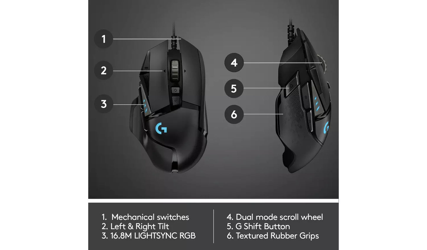 Logitech G502 Hero Wired Gaming Mouse - Black