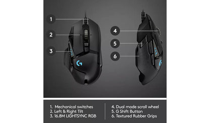 Logitech G502 Hero Wired Gaming Mouse - Black